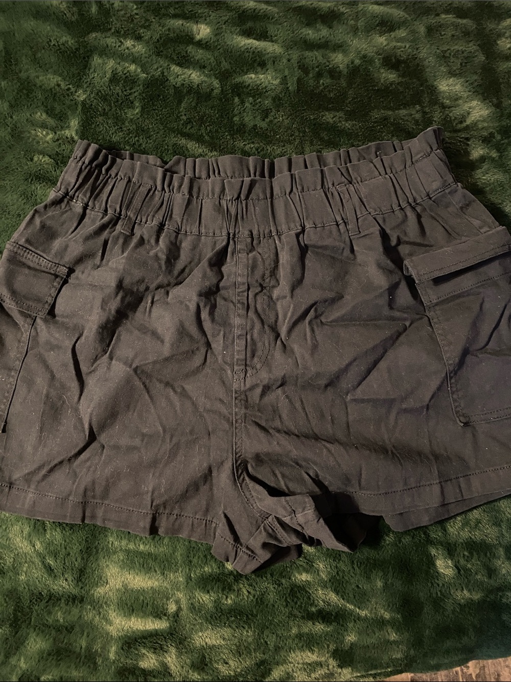 No Boundaries Black Elastic-Waist Cargo Shorts